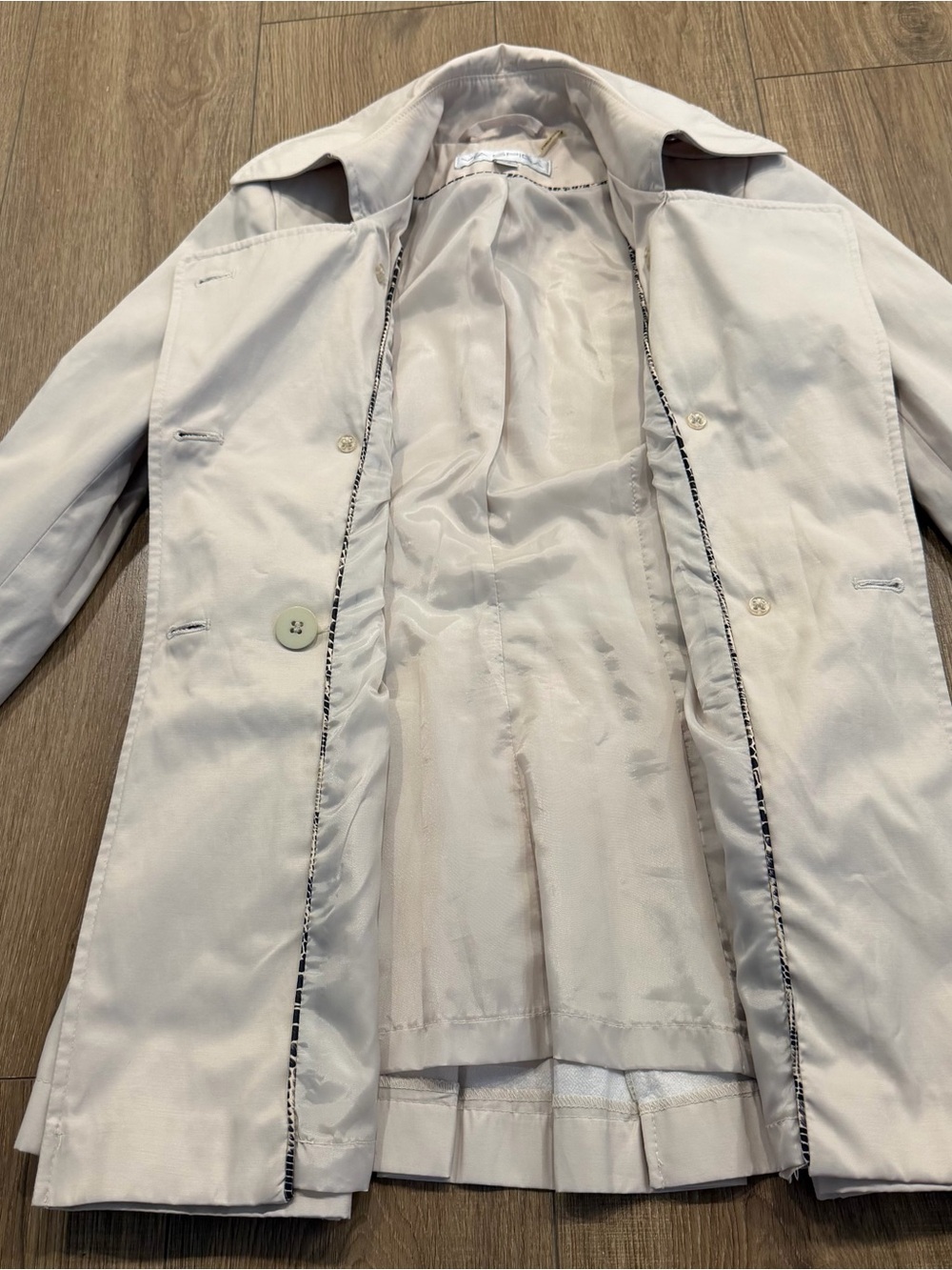 Via Spiga Light Cream Double-Breasted Trench Jacket, XS - Picture 10 of 10